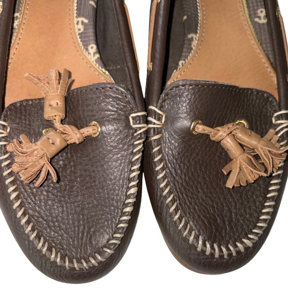 Sperry Womens Brown Leather Tassel Loafers Moc Toe Comfort Shoes Size 9 - Picture 2 of 6
